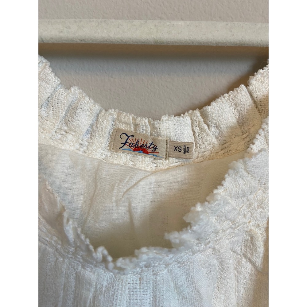 Faherty White‎ Organic Cotton Flax Smocked Shift Dress  Womens XS - Picture 4 of 7